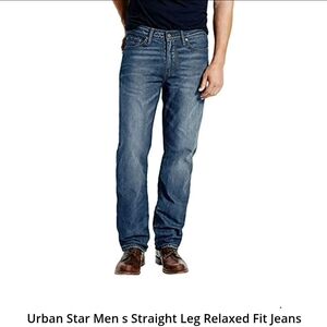 Men's 36/30Urban Star Blue Straight Leg Relaxed Fit Jeans